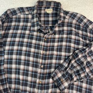 Foxfire Men’s Cotton Flannel Shirt 3XB‎ Blue Black Brown Plaid Button Down Shirt